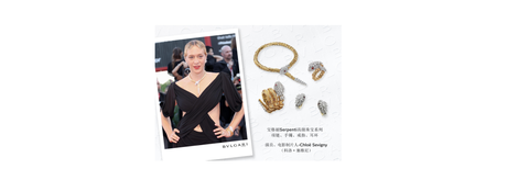 演员、电影制片人科洛·塞维尼(chloë sevigny)佩戴
宝格丽serpenti高级珠宝系列项链、手镯、戒指、耳环