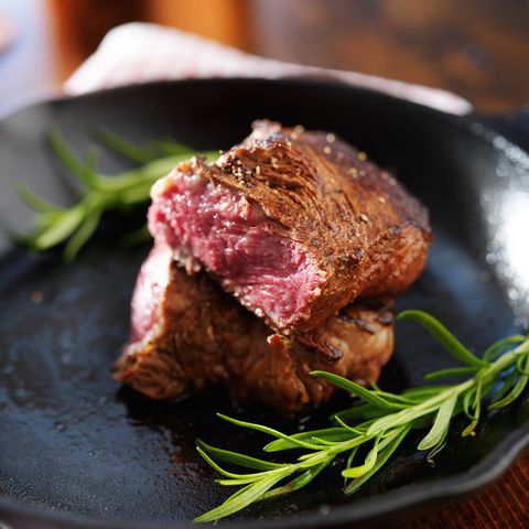 Dish, Food, Cuisine, Flat iron steak, Ingredient, Venison, Beef tenderloin, Red meat, Steak, Meat, 