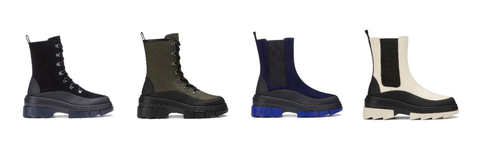 noho bootie black nubuck leather, army green black waterproof canvas and rubber leather ankle boots suggested retail price rmb 5,950 noho chelsea bootie midnight blue black nubuck, vanilla black cowhide rubber leather ankle boots suggested retail price rmb 5,950