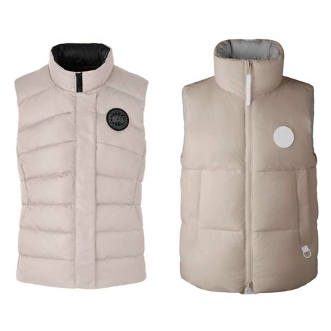 From left to right: canada goose Canada goose freestyle women's black label high-performance satin down vest (soft powder) canada goose Canada goose pastels series everett men's vest (soft powder)