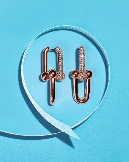 tiffany co Tiffany hardwear series 18k rose gold pavé diamond chain earrings
