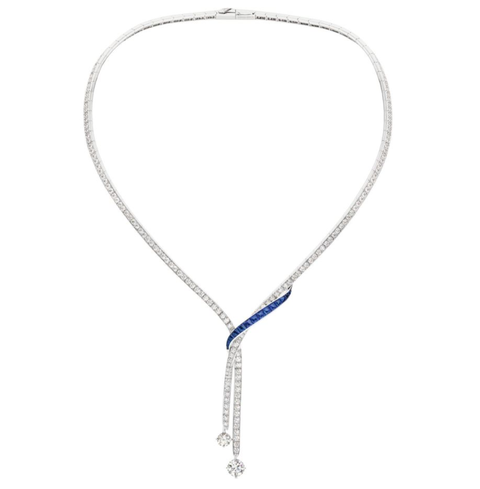 Chaumet liens Fate·Lifetime Series He·Fate Theme Platinum Diamond Necklace and Platinum Diamond Necklace with Sapphire