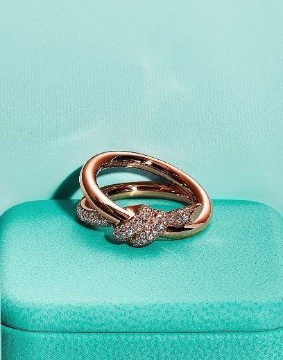tiffany co Tiffany knot series 18k rose gold diamond double row ring