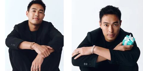 Yang Youning wears tiffany t series t true bracelet and ring, tiffany t1 series bracelet and ring