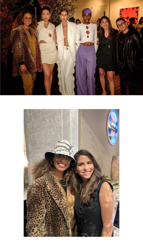 Shantall snapped a group photo with Project runway judges Christian Siriano and Elaine Welteroth and models at the Spring and Summer 2023 conference. Elaine Welteroth wore a lost-in-place pattern co-op bucket hat