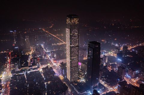 湖南第一高楼 2022 灯光秀全城迎接新年