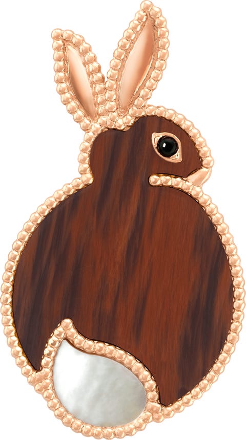 rabbit brooch 18k rose gold, obsidian, white mother-of-pearl, onyx