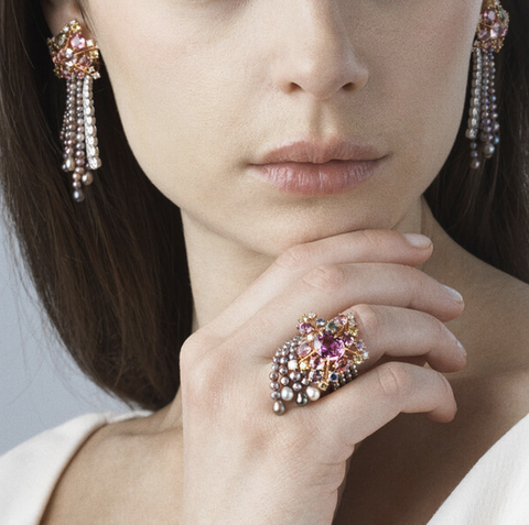chaumet Hanhai epic high-definition jewelry set Wang Yang comet high-definition earrings, rings