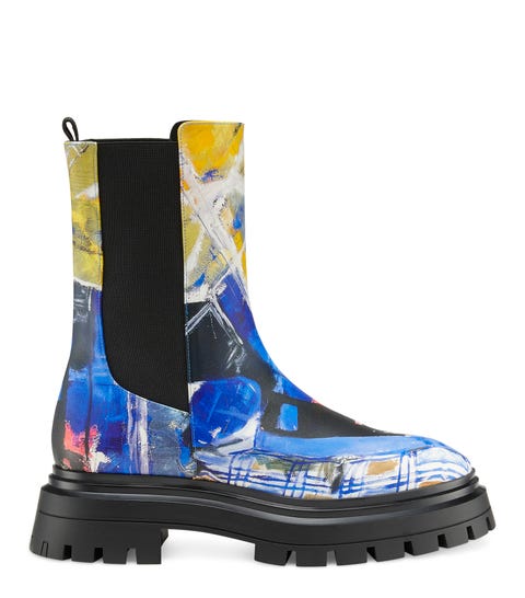 sw x kidsuper bedford bootie fashion illustration print leather ankle boots RMB6,200