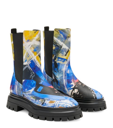 sw x kidsuper bedford bootie fashion illustration print leather ankle boots RMB6,200