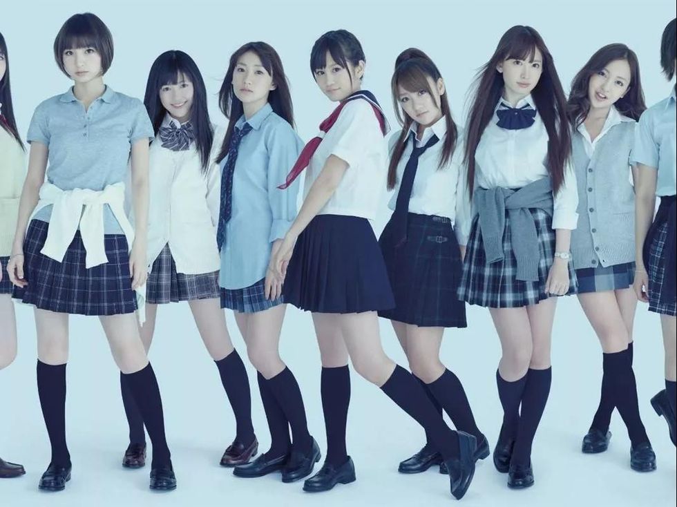 School uniform, Clothing, Uniform, Japanese idol, Black hair, High school, 