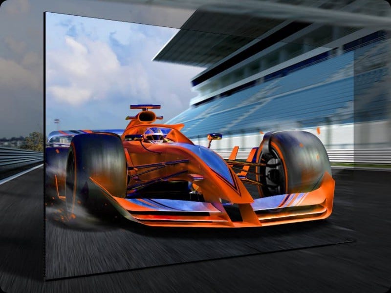 futuristic racing car displayed in a dynamic pose