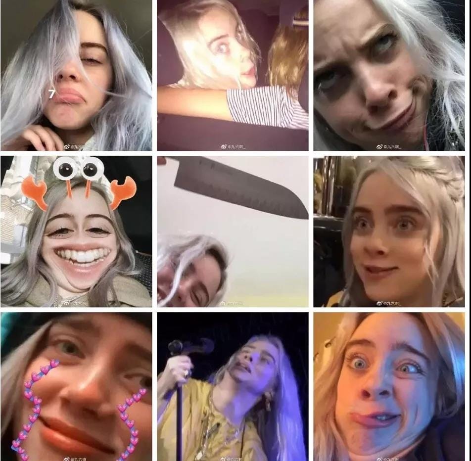 Face, Hair, Eyebrow, Facial expression, Nose, Selfie, Head, Lip, Beauty, Collage, 