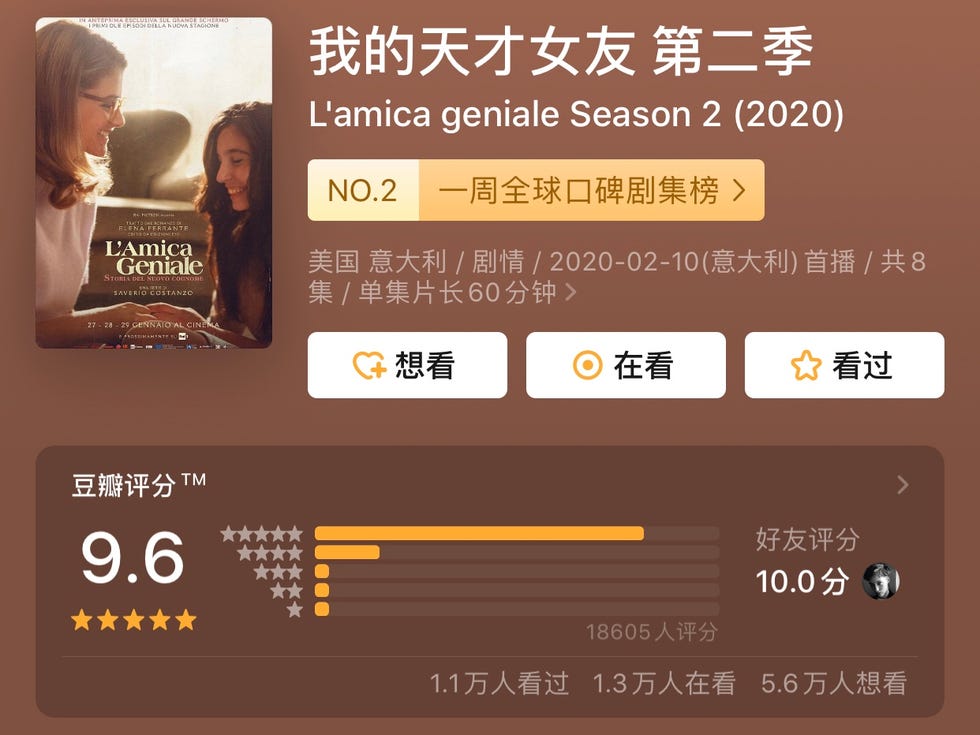 《我的天才女友》豆瓣评分