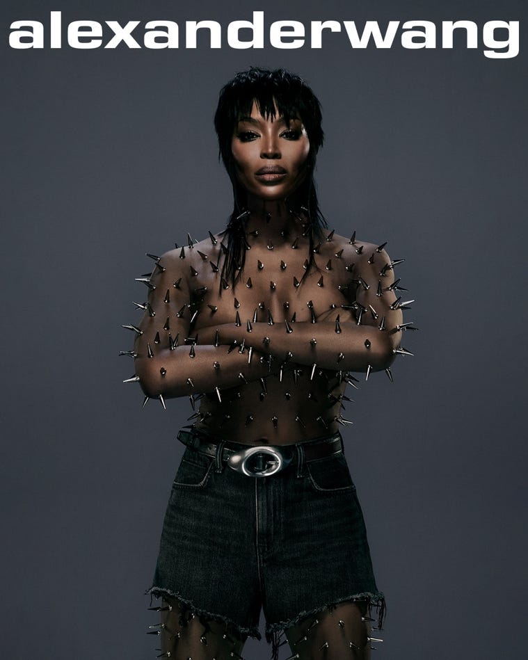 Legendary Supermodel Naomi Campbell Stuns in alexanderwang 2024 Early Spring Vacation Series Advertising Blockbuster