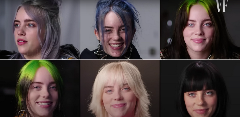 a collage of a woman