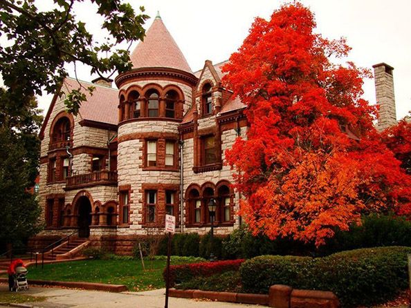 Tree, Red, Landmark, Leaf, Architecture, Building, House, Home, Sky, Autumn, 