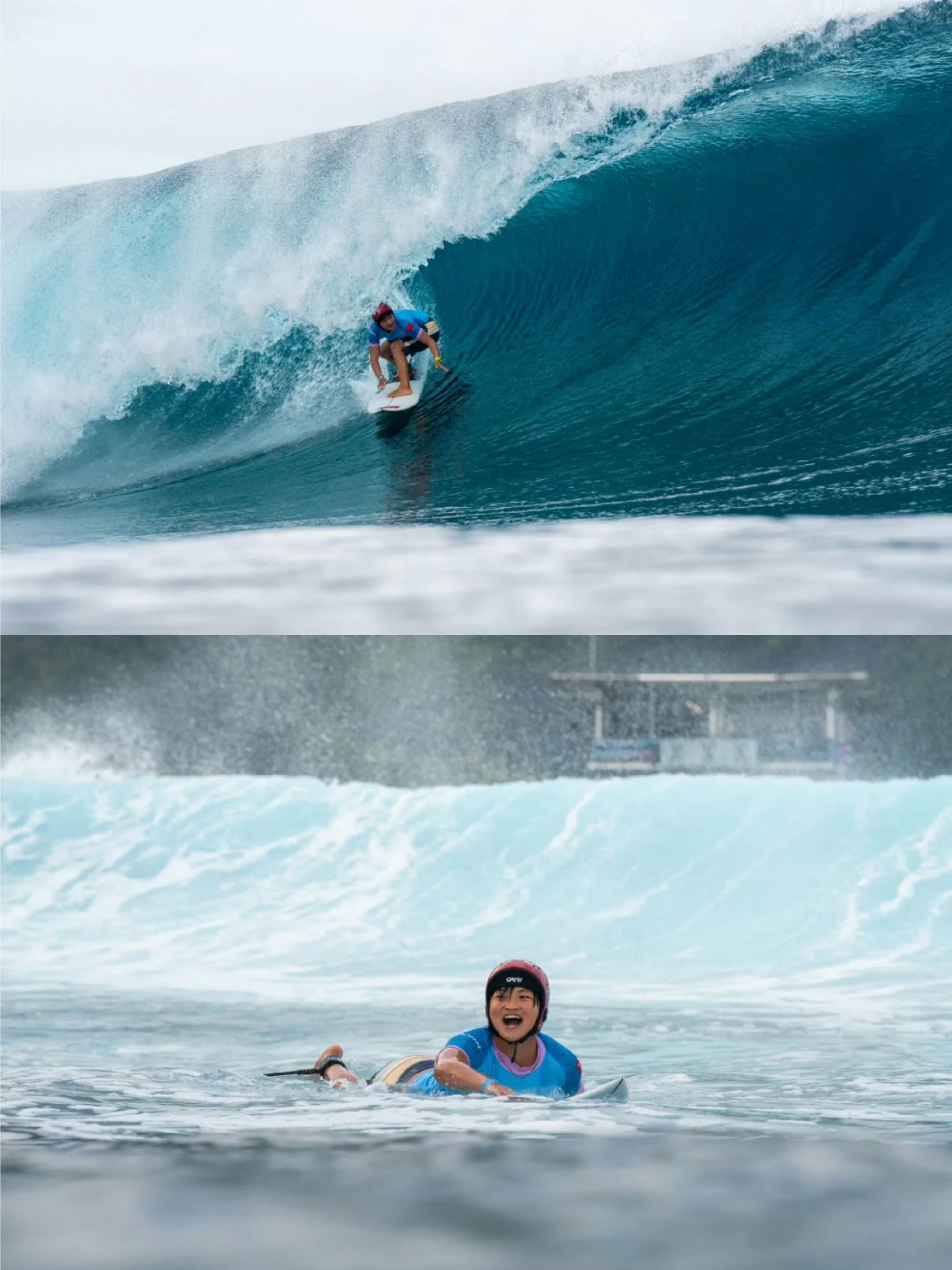 a woman surfing