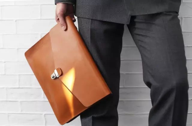 Bag, Leather, Handbag, Brown, Suit, Tan, Briefcase, Formal wear, Fashion accessory, Wallet, 