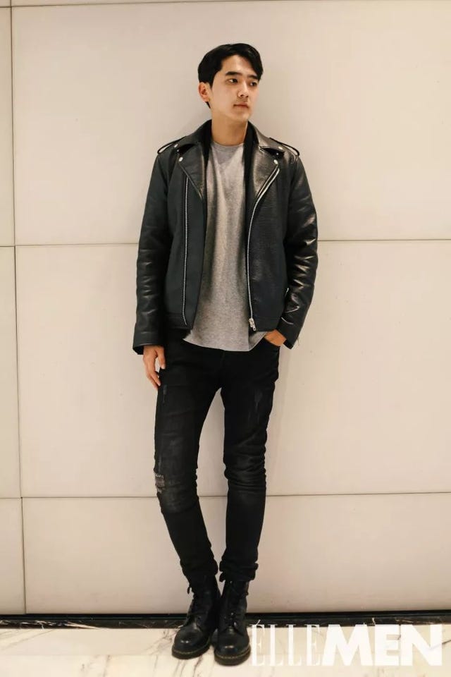 Clothing, Leather, Jacket, Leather jacket, Fashion, Jeans, Outerwear, Footwear, Textile, Fashion model, 