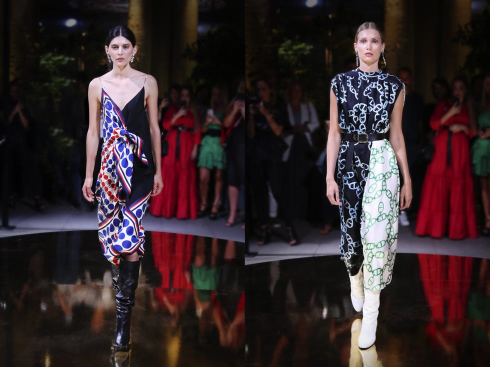 Fashion model, Fashion, Runway, Clothing, Fashion show, Dress, Haute couture, Fashion design, Neck, Shoulder, 