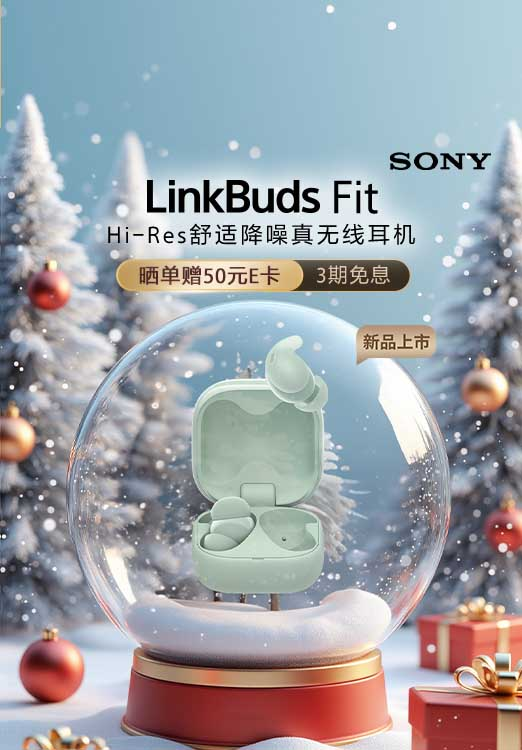 display of sony linkbuds fit wireless earbuds inside a glass snow globe