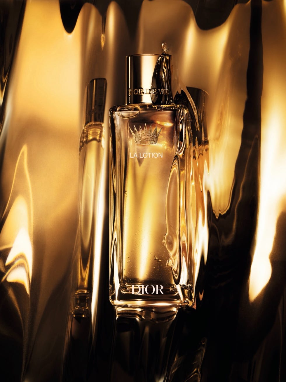 luxury skincare product against a gold background