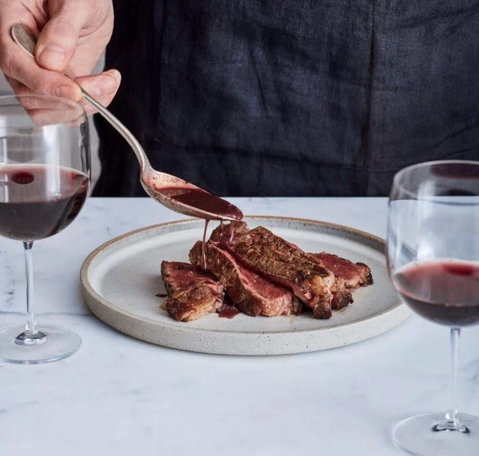 Food, Dish, Cuisine, Ingredient, Wine glass, Stemware, Venison, Meat chop, Meat, Wine, 