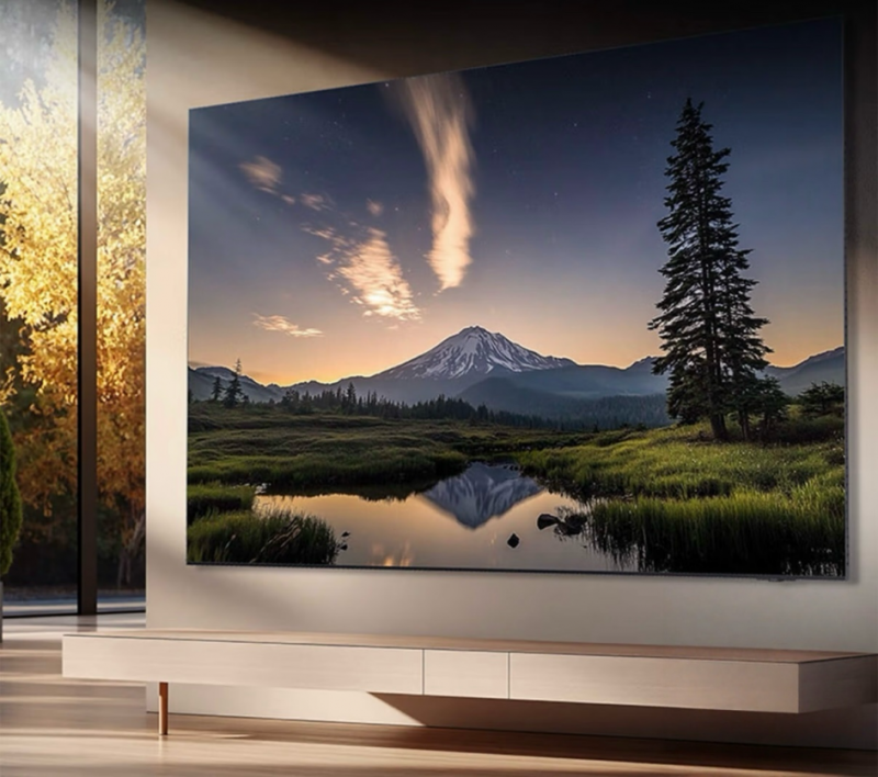landscape painting depicting a mountain lake and trees