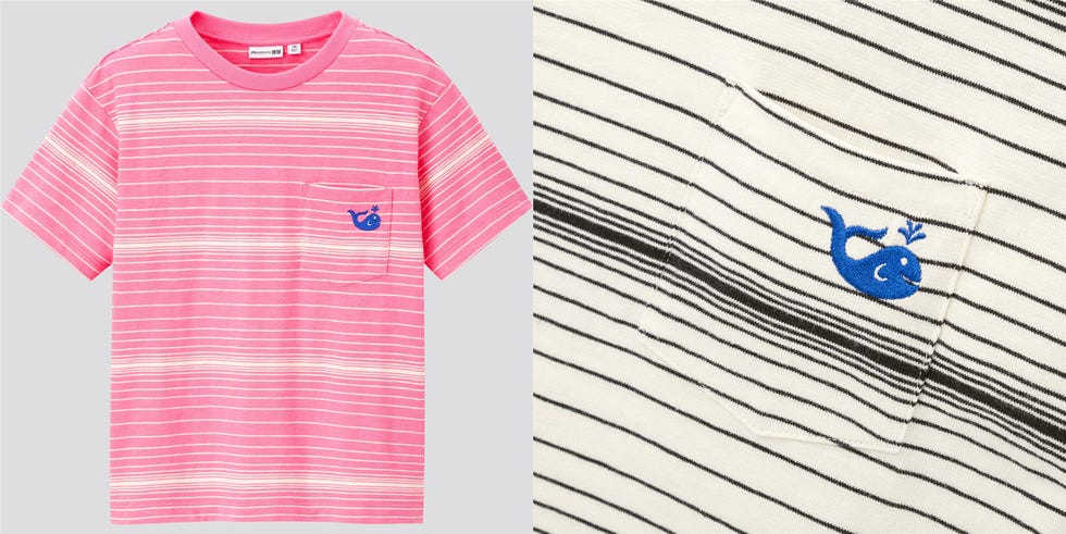 Clothing, T-shirt, Pink, Line, Sleeve, Active shirt, Polo shirt, Pattern, Top, Dress shirt, 