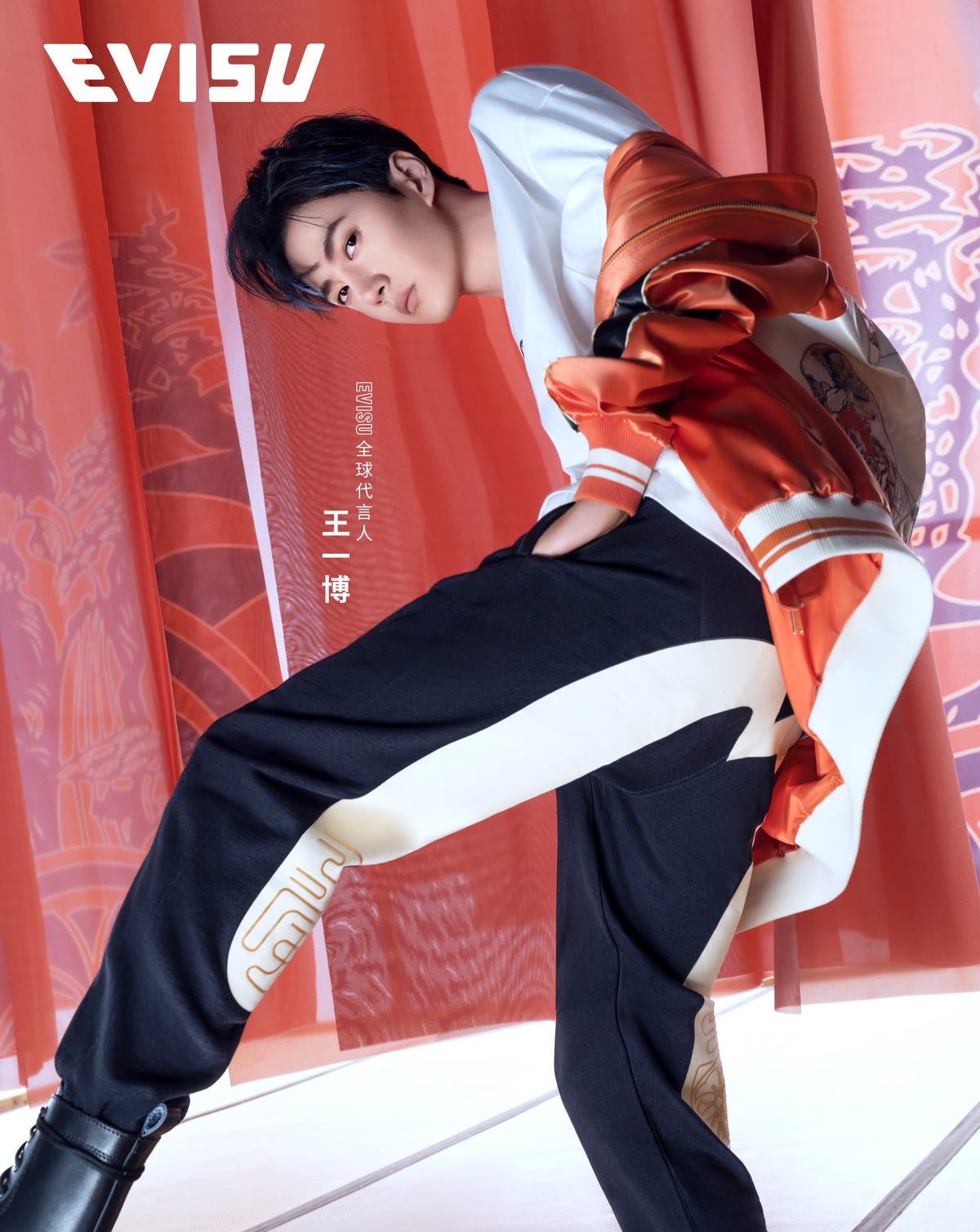 王一博Tシャツ　Evisu公式服　　限定応援服！ 1 EVISU X Wang Yibo EVISU had customized Racer Wang Yibo shirt