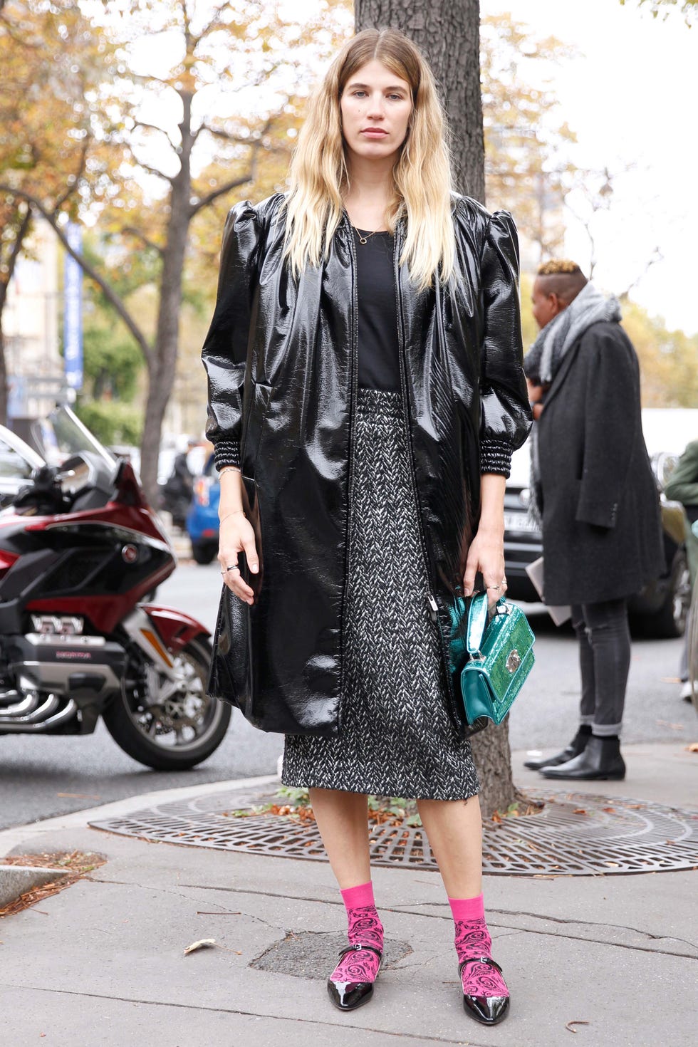 Clothing, Street fashion, Fashion, Photograph, Leather, Snapshot, Leather jacket, Footwear, Jacket, Fashion model, 