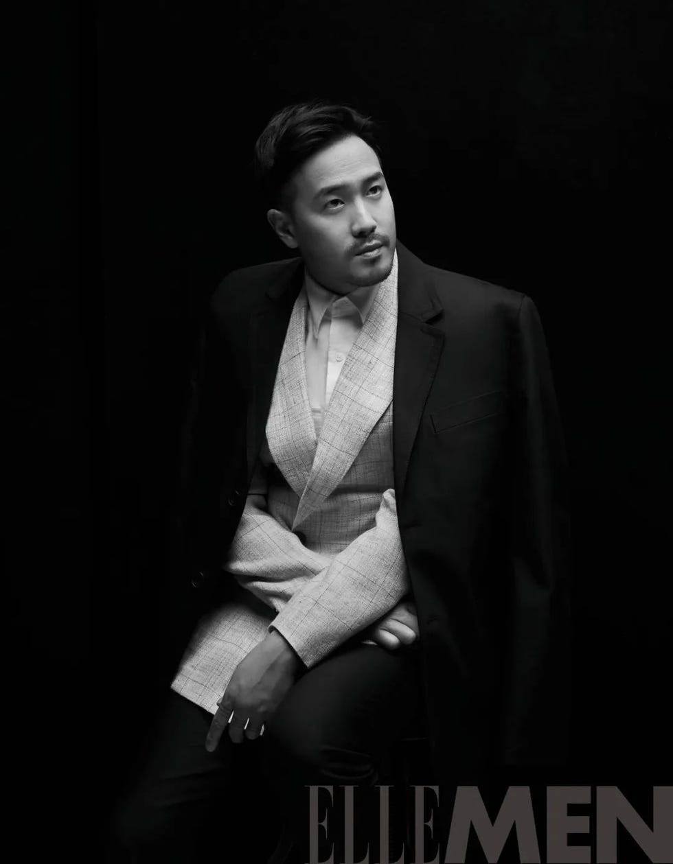 Photograph, Suit, Formal wear, Photography, Black-and-white, Tuxedo, Portrait, Flash photography, Model, White-collar worker, 