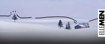 snowcovered landscape with a small house and trees