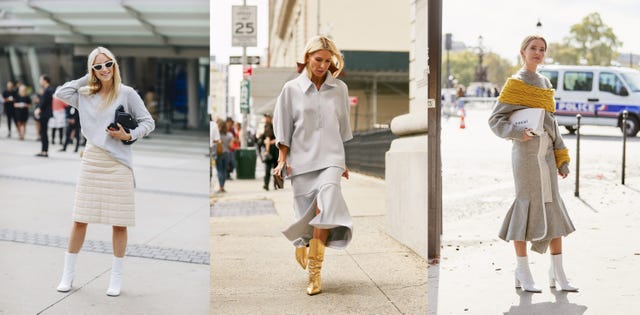 White, Street fashion, Clothing, Fashion, Footwear, Snapshot, Yellow, Shoe, Knee, Outerwear, 