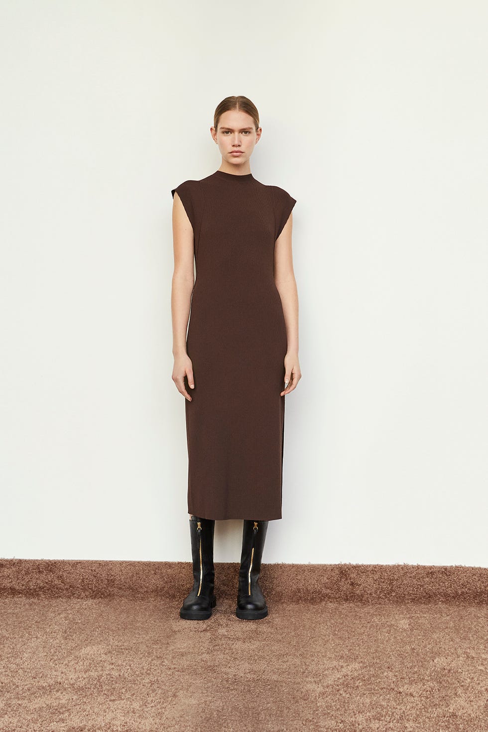 cap sleeve rib dress crop  无袖罗纹针织连衣裙