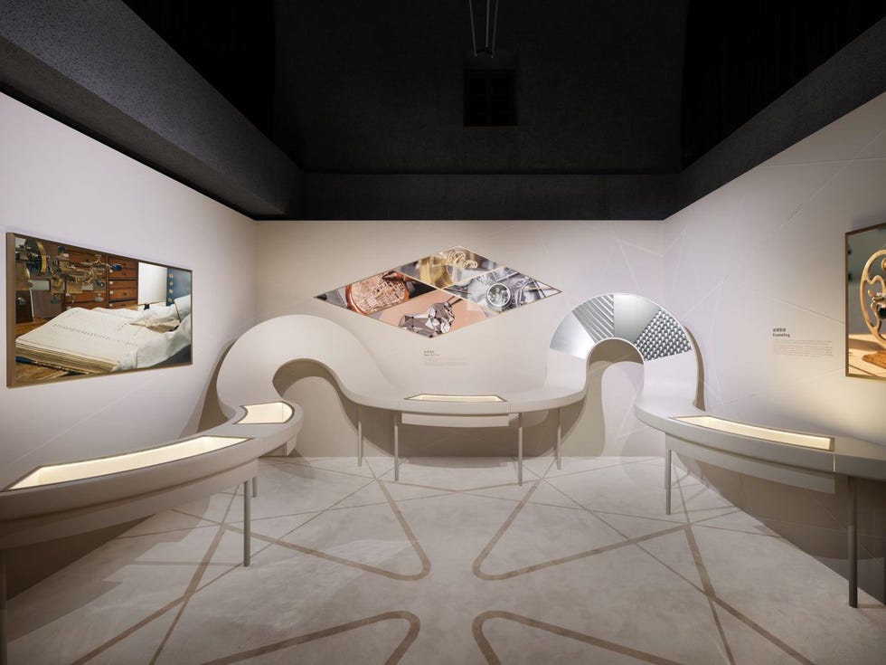 exhibition space featuring artistic displays and interactive elements