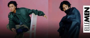 fashion editorial featuring a model in stylish outerwear