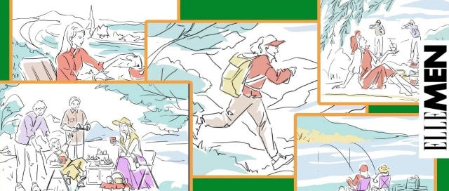 various outdoor activities displaying people enjoying leisure time