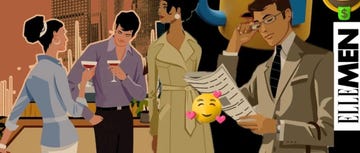 group of stylish individuals socializing in an upscale setting