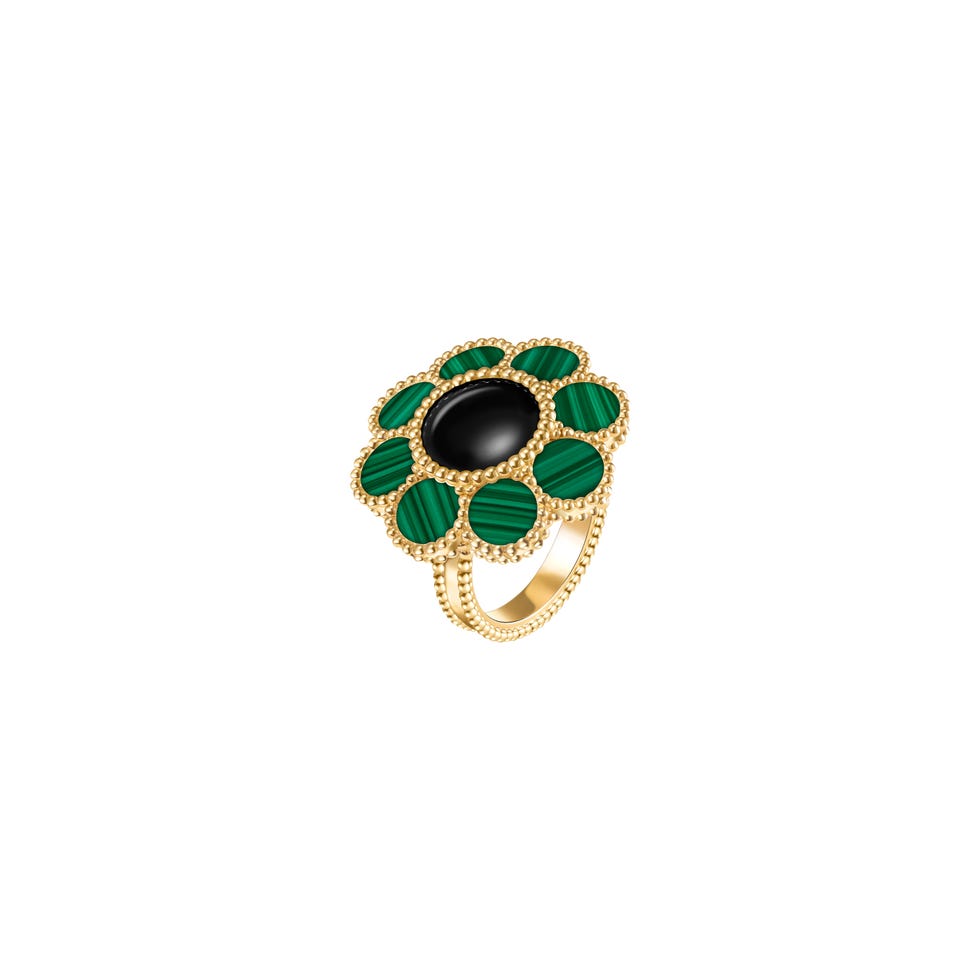 a green and gold bracelet