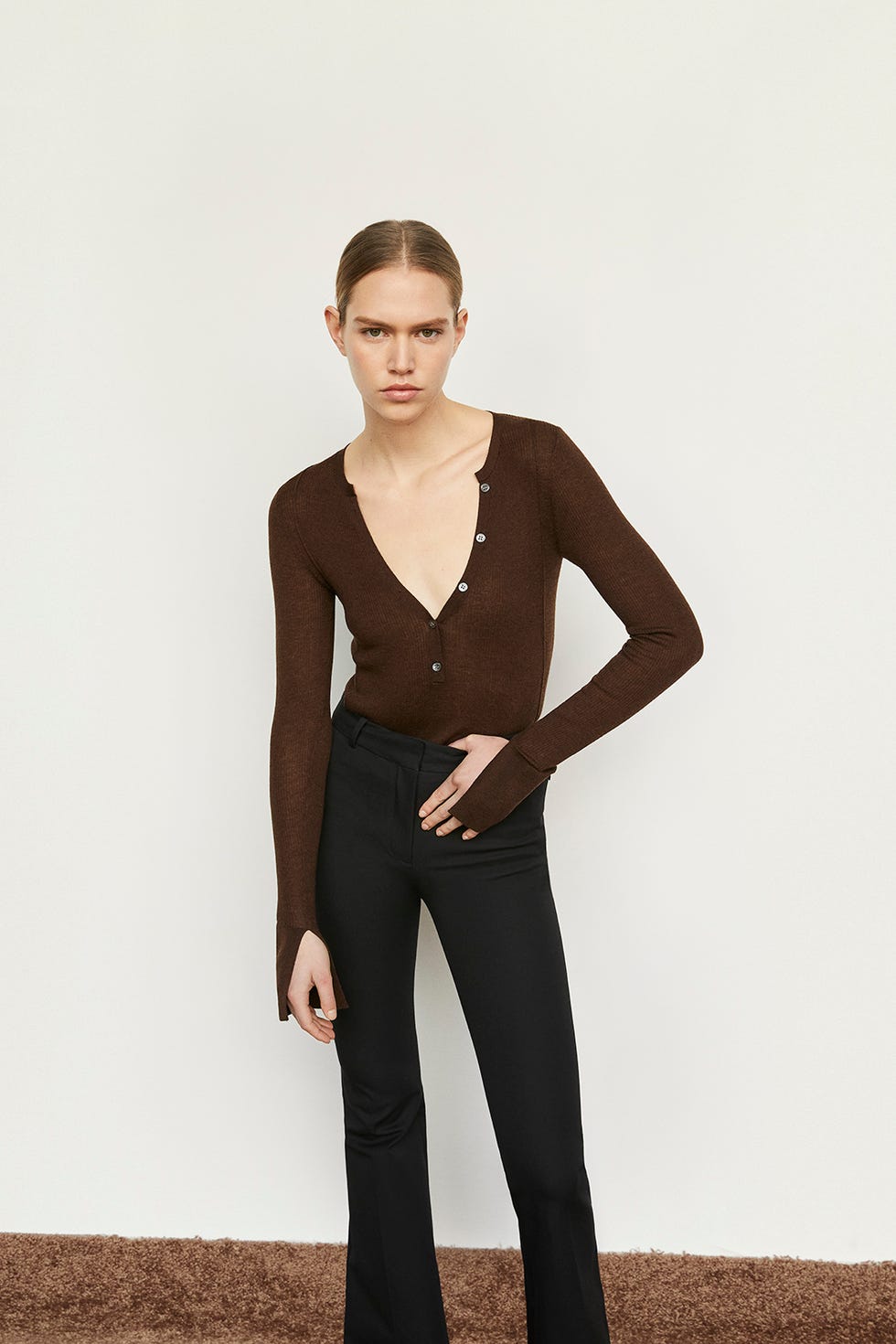 rib henley sweater 罗纹针织衫