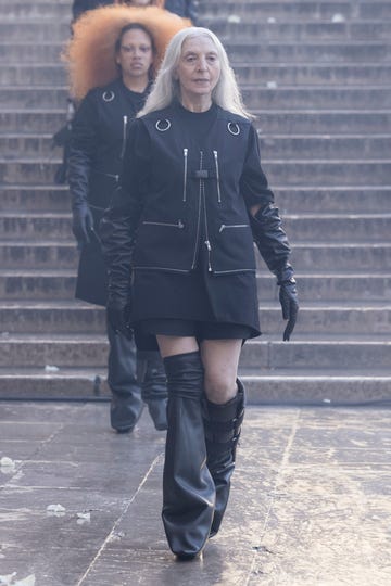 model on the catwalk at the rick owens fashion show in paris, spring summer 2025 ready to wear fashion weekphoto by valerio mezzanotti