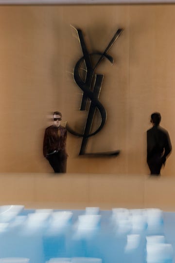 display featuring ysl branding with mannequins