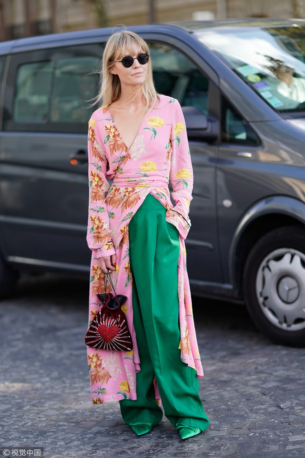 Street fashion, Clothing, Pink, Green, Fashion, Dress, Footwear, Automotive design, Outerwear, Vehicle, 