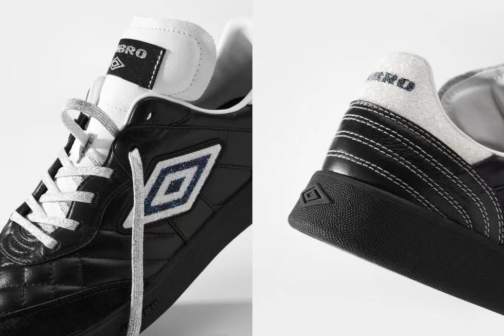 a pair of black and white shoes