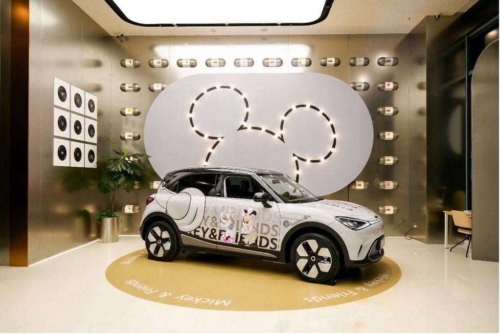 a themed car display featuring a disney motif