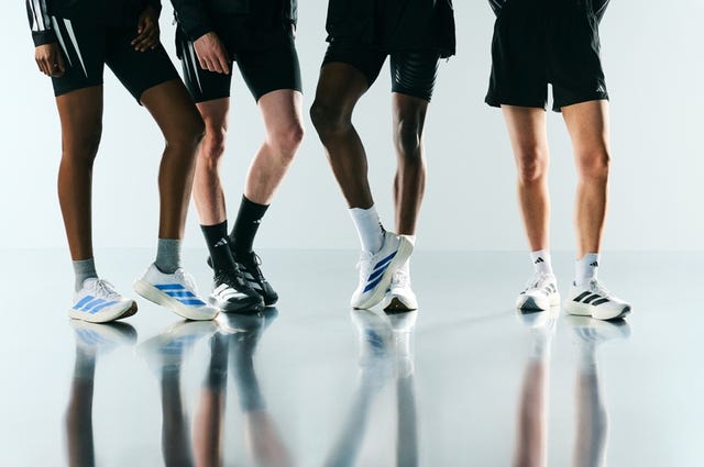 athletes showcasing footwear in sporty attire
