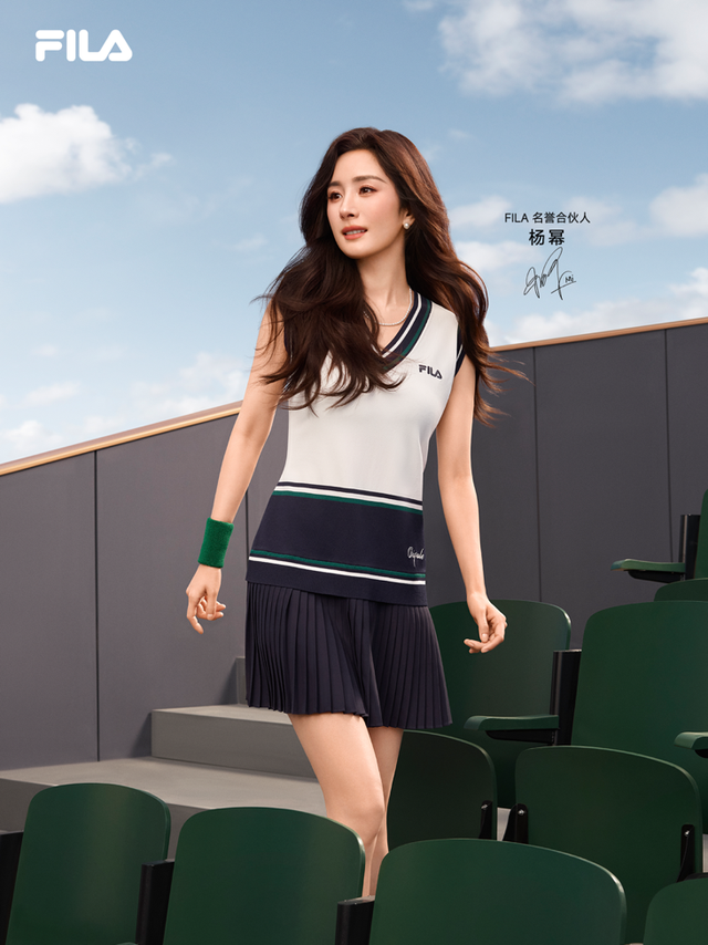 model wearing fila sportswear in an indoor stadium