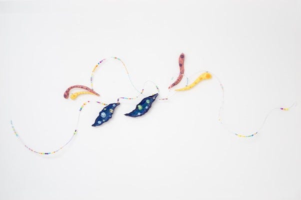 colorful abstract shapes arranged on a white background